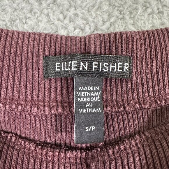 Eileen Fisher Ribbed Organic Cotton Blend Straight Pant Easy Fit Cropped Length - Picture 9 of 14